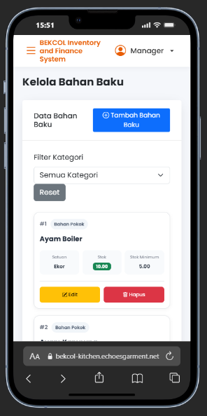 Bekcol Kitchen Mobile Interface